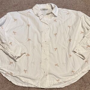 Zara White Button Down with Unicorns